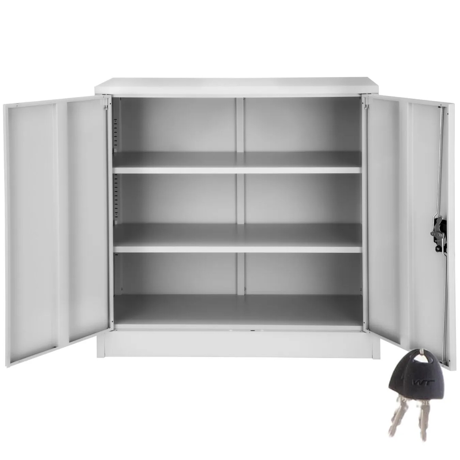 Tectake Aktenschrank  Aus Pulverbeschichtetem Stahl Mit 2 Flügeltüren  90 x 40 x 90 cm Grau
