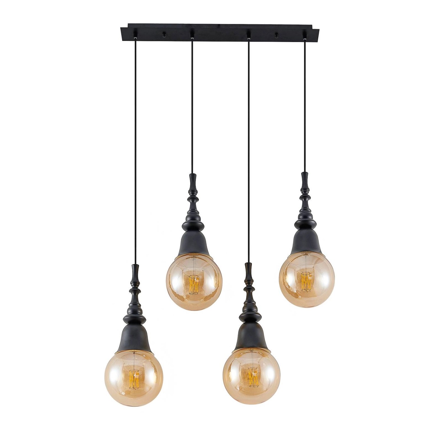 Lucande Pendelleuchte Gesja 9920026 Modern in Schwarz aus Metall 4-flammig günstig online kaufen