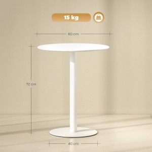 Weißer HOMCOM Esstisch aus Stahl, 60x60x72 cm, ideal für kleine Küchen oder als Homeoffice-Tisch.