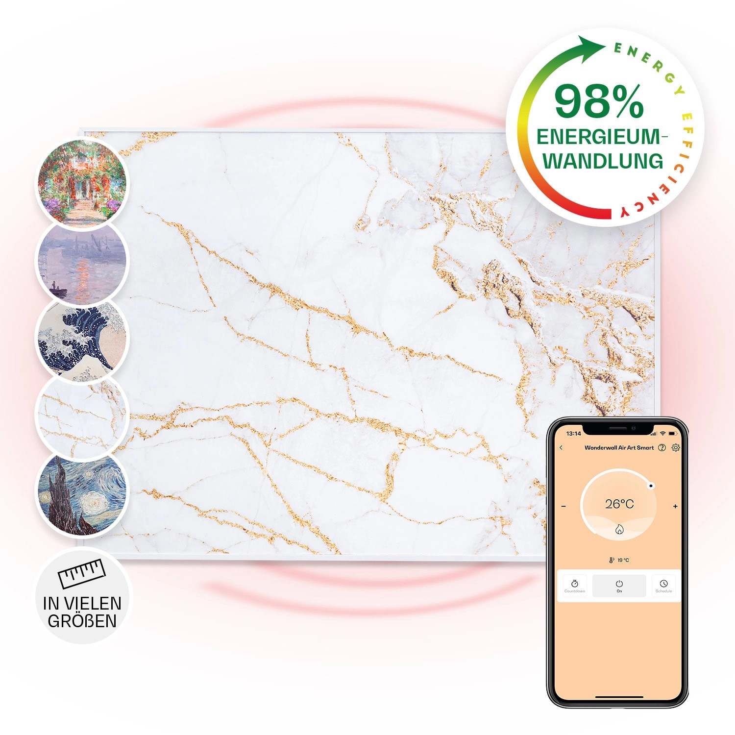 Klarstein Wonderwall Air Art Smart Infrarotheizung 80x60 cm 500 W Wandmonta günstig online kaufen