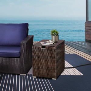 Teamson Home Rattan Gastankabdeckung in Dunkelbraun. Ideal für Feuerschalen und als Beistelltisch.