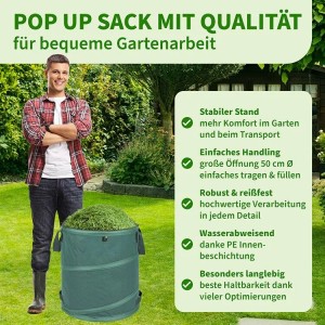 TTL GARDEN Pop-Up Laubsack Premium 2x 85L Set  220g/qm Selbststehend Gartensack Faltbar Für Laub Gartenabfall