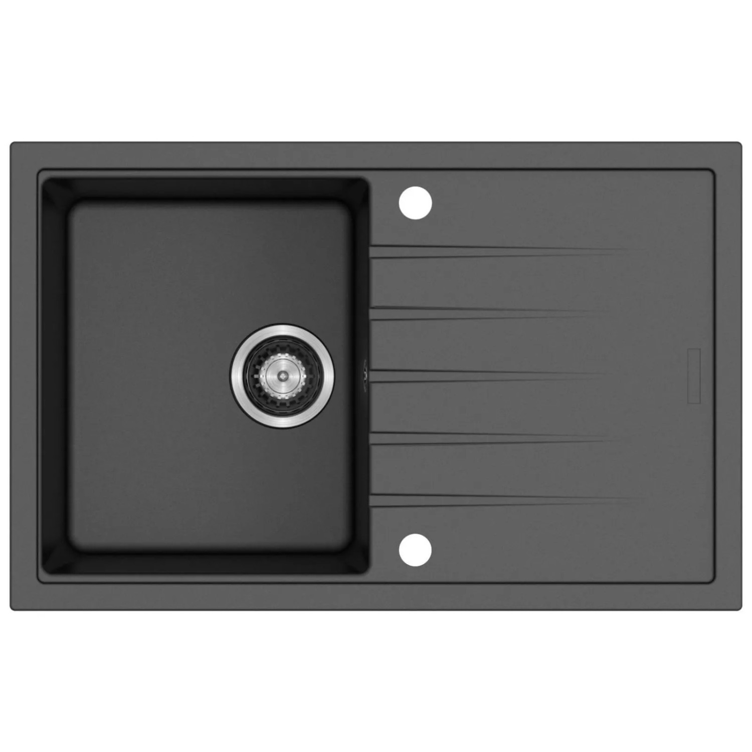 SOTECH Einbauspüle Atlanta D-100S Dunkelgraumetallic 780 x 500 x 205 mm Einzelbecken mit Abtropffläche inkl. Siphon mit ...