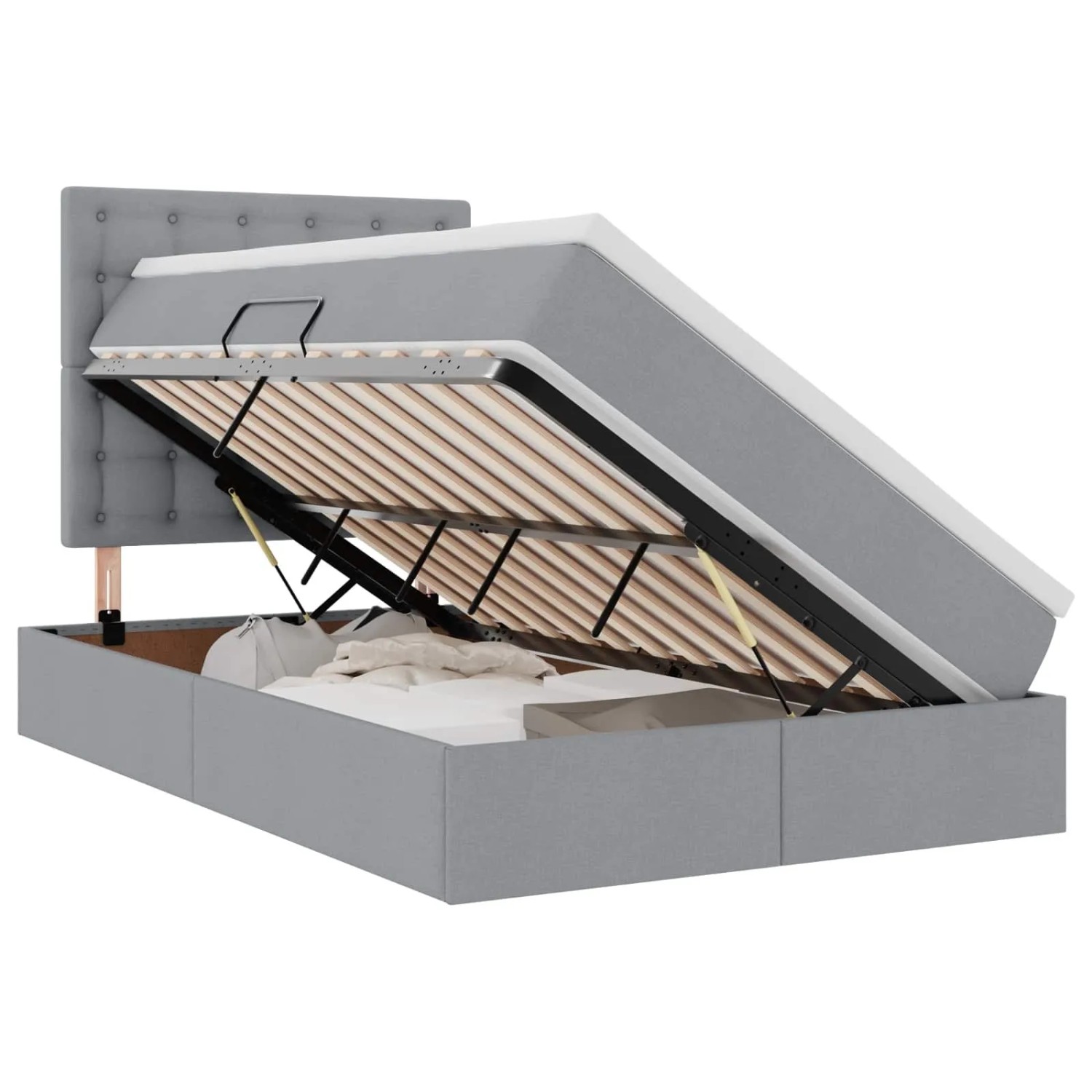vidaXL Bett mit LED-Lichtleisten Hellgrau 120 x 200 cm Stoff 3372534