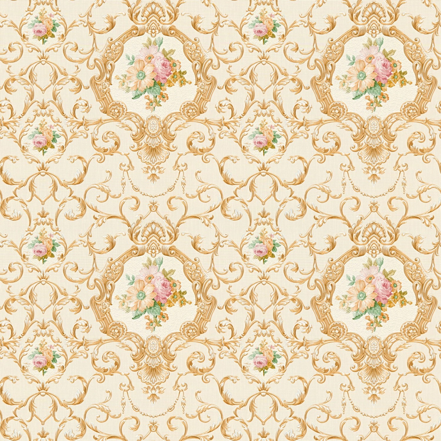Bricoflor Romantische Barock Tapete Florale Vliestapete mit Ornament in Gold Creme Nostalgische Landhaus Wandtapete mit 
