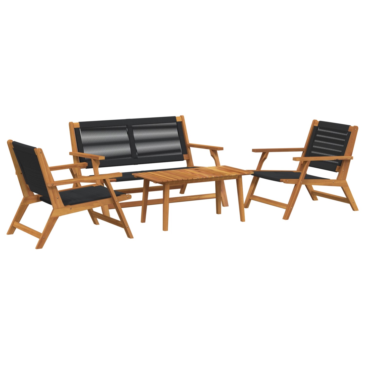 vidaXL Gartenstühle mit Tisch 4-Teilig Schwarz Massivholz Akazie 3214445 günstig online kaufen
