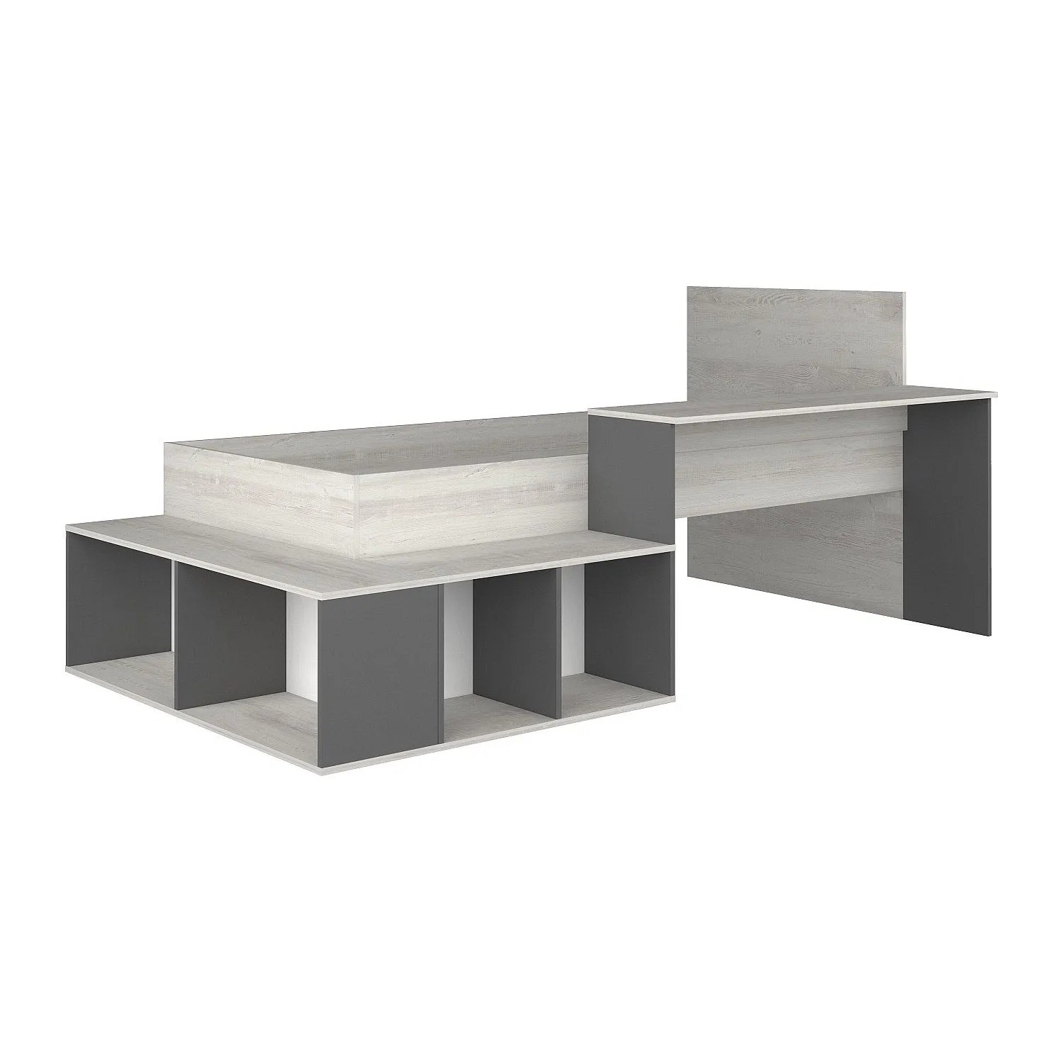 Vente-unique Bettkombination Rigali Anthrazitgrau  Naturfarben Hell 204.4 cm  233.2 cm