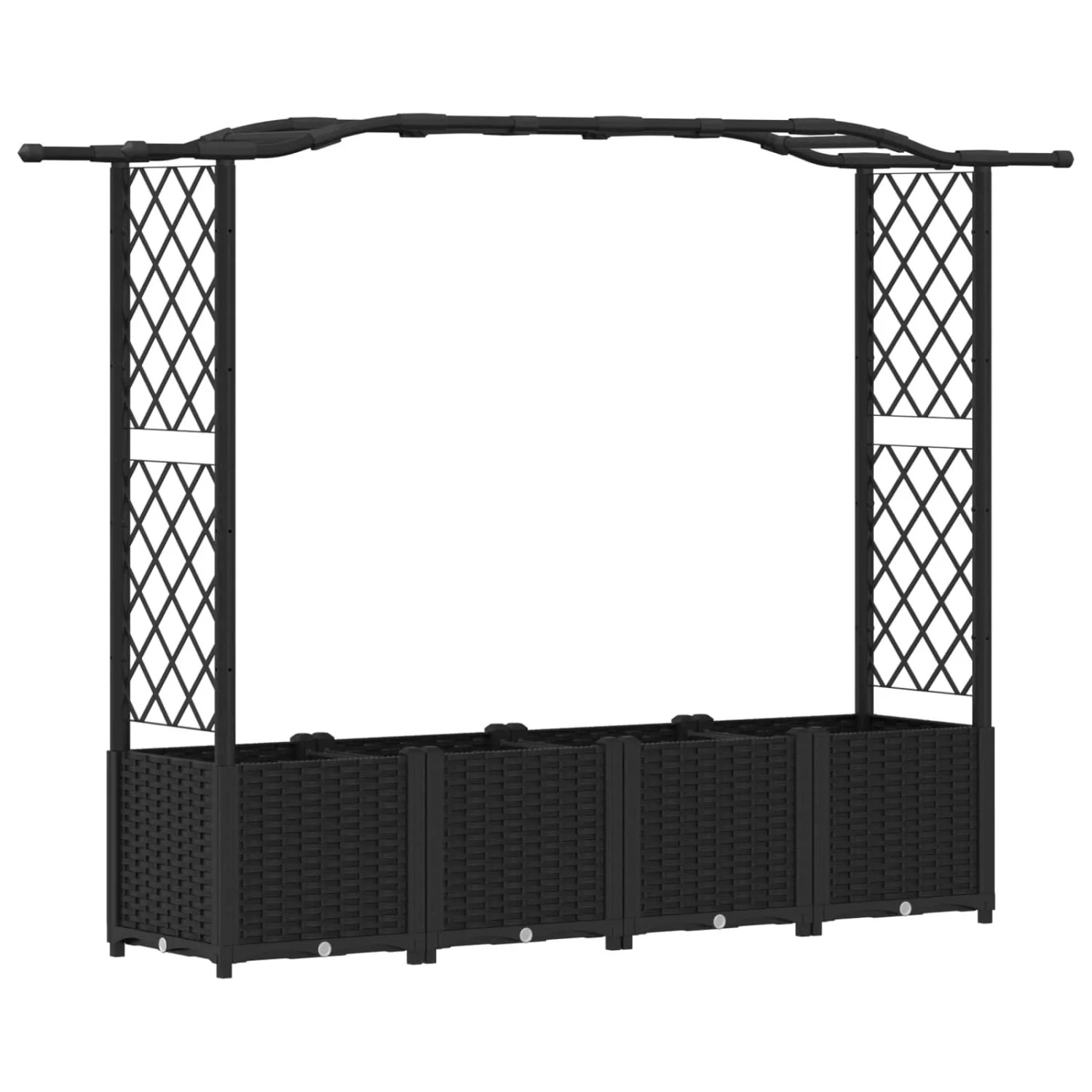 vidaXL Hochbeet mit Rankgitter und Dach Schwarz 204 x 40 x 141 cm PP 42032532