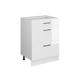 Vicco Küchenunterschrank R-Line, weiß hochglanz, 60 cm mit Schubladen.