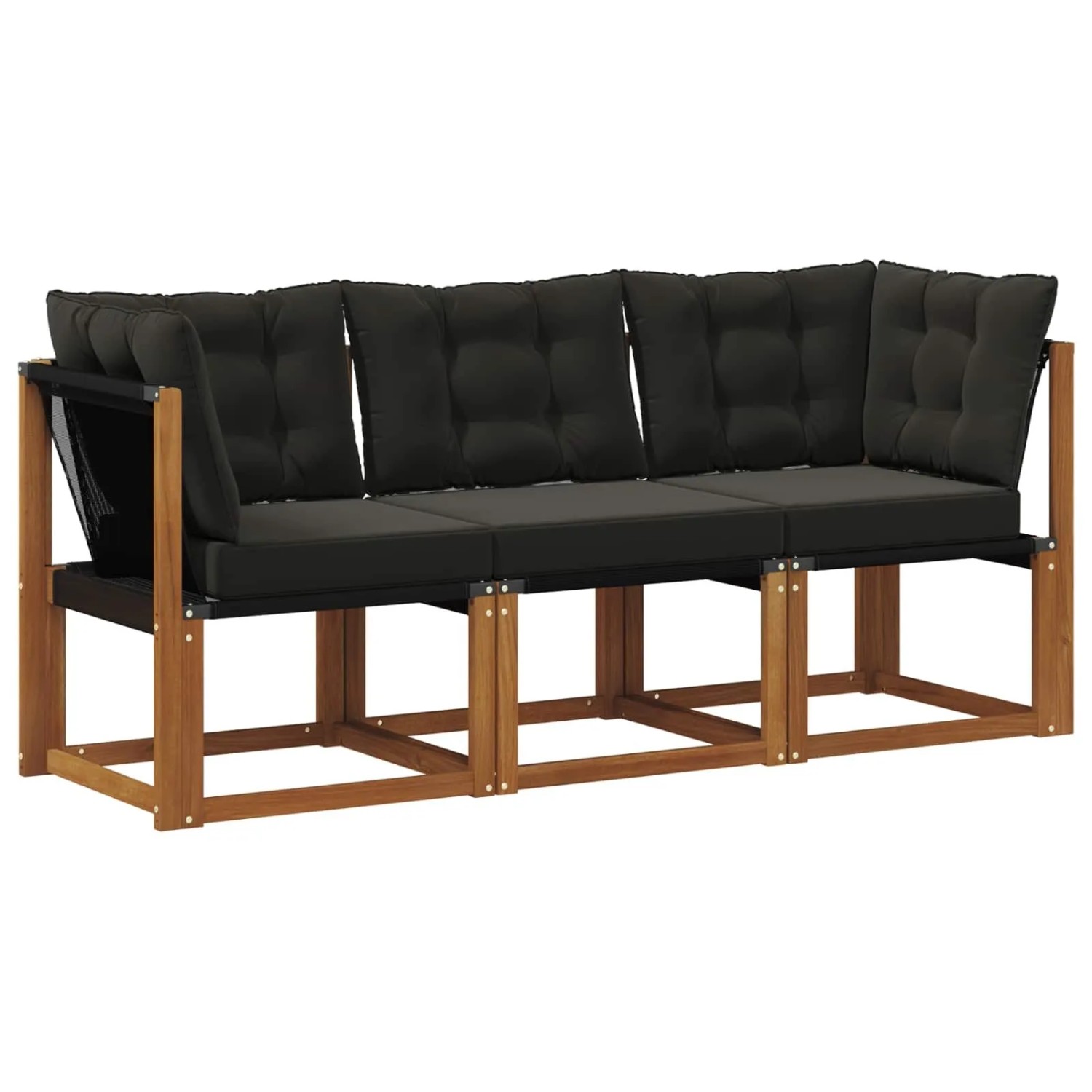 vidaXL Outdoor Mittel- und Ecksofa mit Kissen 3 Stück Natur 900623