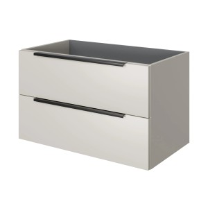 Pelipal Waschbeckenunterschrank Quantum 07, 80 cm, Kaschmir mit zwei Auszügen und schwarzen Griffen.