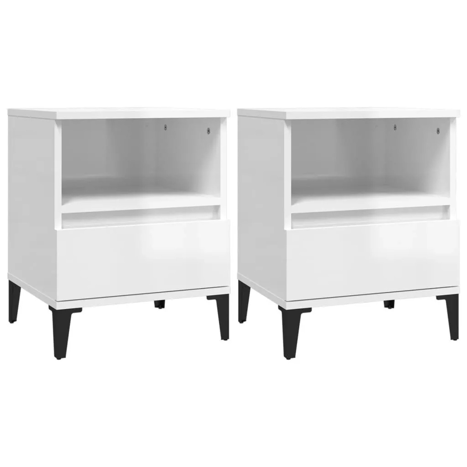 vidaXL Nachttische 2 Stk Hochglanz-Weiß 40x35x50 cm 821815