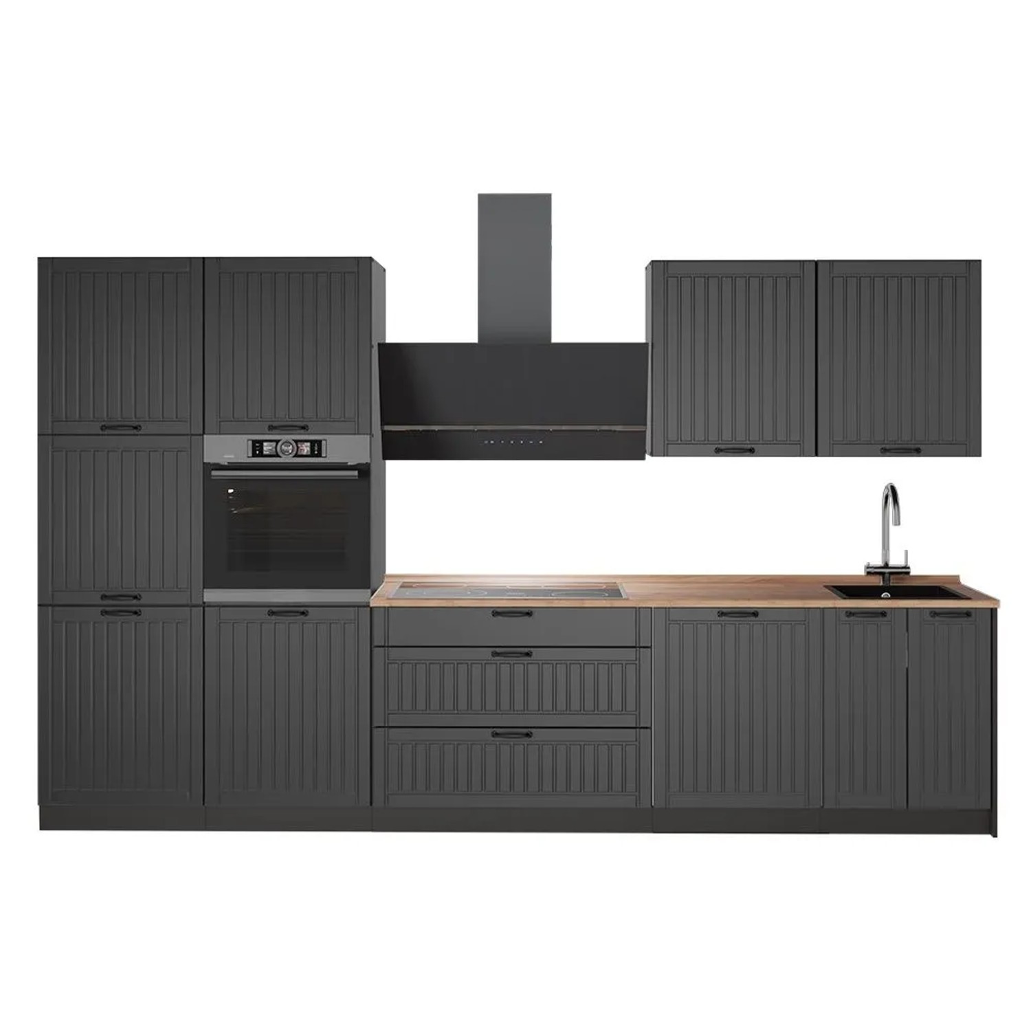 Vicco Küchenzeile Fame-Line Dunkelgrau/Anthrazit 340 x 207 AP Eiche Art Nr 64558