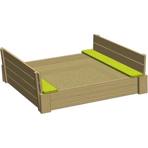 Wendi Toys Sandkasten mit Holzabdeckung und Sitzflächen, FSC®-zertifiziert.