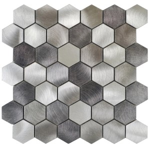 Mosaikfliese Aluminium Silver Hexagon, 30x30 cm, für Innenräume.