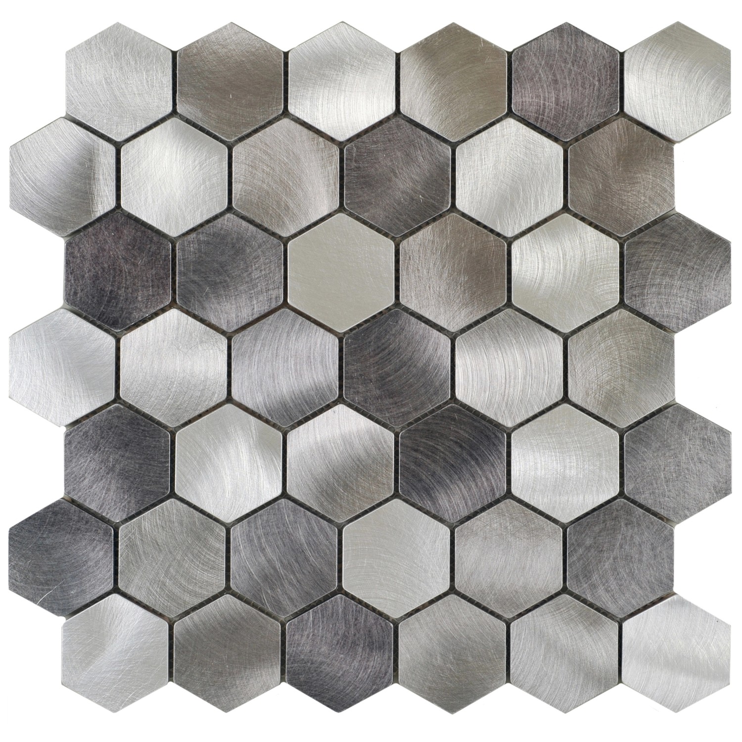 Mosaik Aluminium Silver Hexagon 30 cm x 30 cm günstig online kaufen