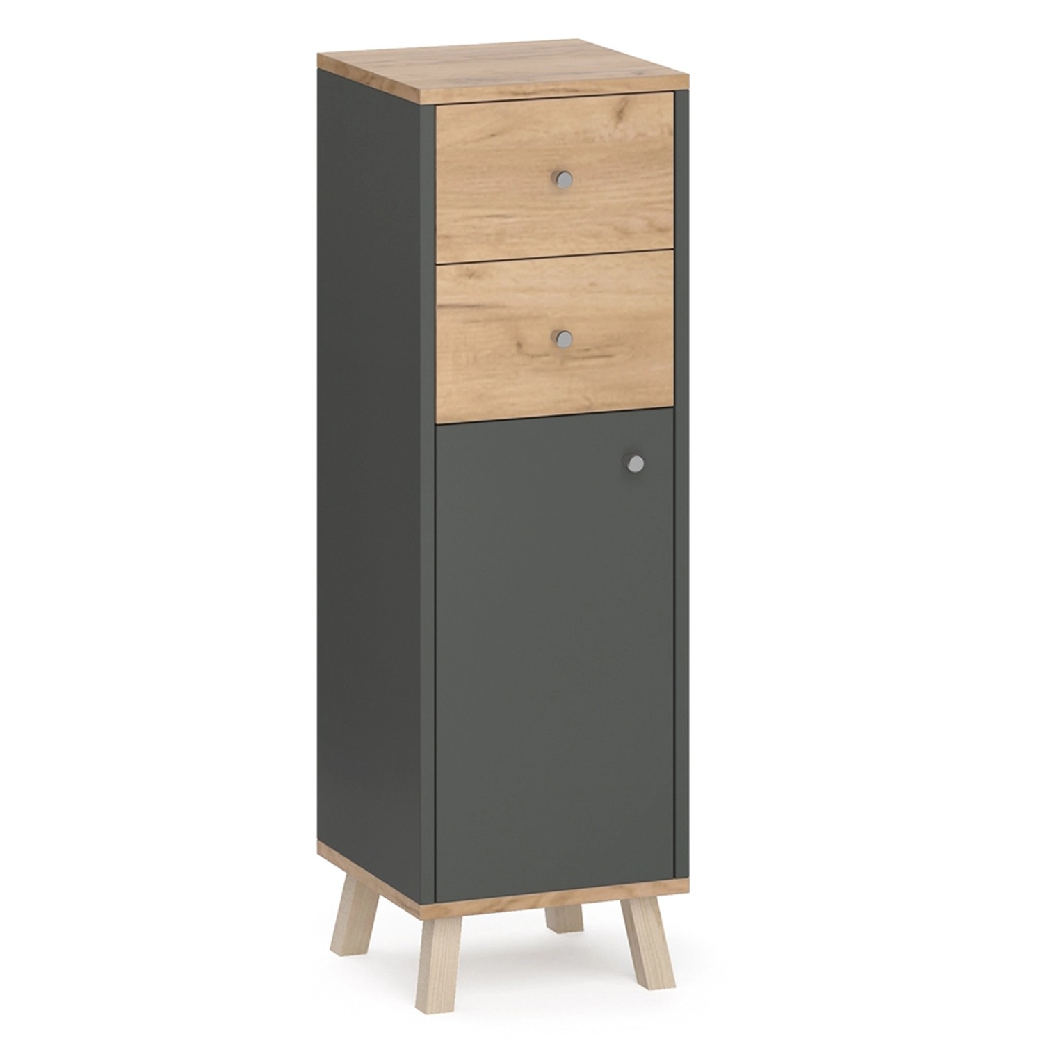 Vicco Midischrank Senyo Anthrazit/Goldkraft Eiche 30 x 95 cm mit Schubladen günstig online kaufen