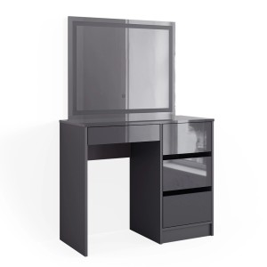 Vicco Schminktisch Sherry in Anthrazit mit LED-Spiegel, 90 cm breit.