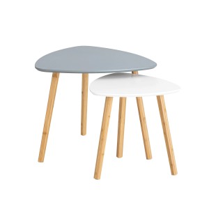 SoBuy Couchtisch 2er-Set Beistelltisch Satztisch fürs Wohnzimmer Grau FBT74-HG