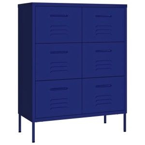 Marineblauer vidaXL Schubladenschrank aus Stahl, 6 Schubladen, für Büro.