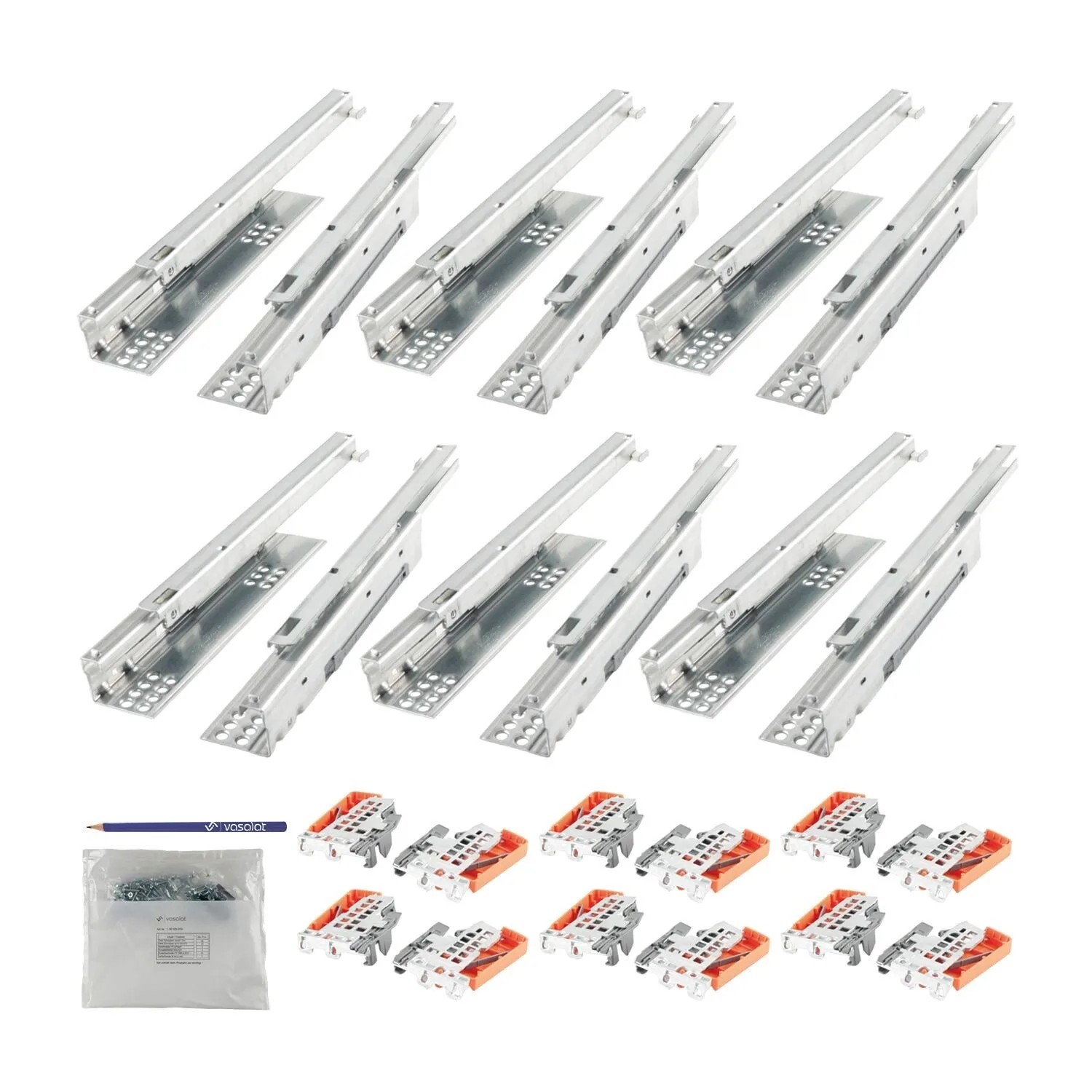 vasalat Set Blum Tandem Teilauszug Schubladenauszug 270mm Blumotion für 6 Schubladen