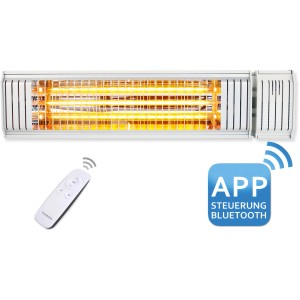 VASNER Appino 20 Bluetooth Infrarot-Heizstrahler, 2000 W, Weiß mit Fernbedienung und App-Steuerung.