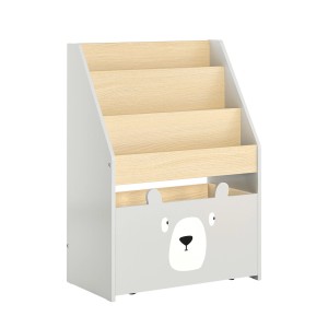 SoBuy Bücherregal Kinderregal mit 3 Ablagefächern und 1 Spielzeugtruhe KMB104-HG