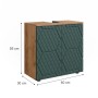 Vicco Waschbeckenunterschrank Irma, Eiche Goldkraft/Grün, 60x59 cm. Badmöbel mit Stauraum.