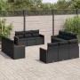 vidaXL 12-tlg. Garten-Sofagarnitur aus Rattan, schwarz, mit Kissen. Modulare Gartenmöbel für Terrasse und Garten.