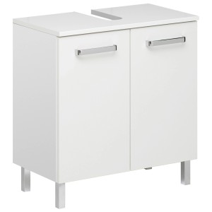 Pelipal Quickset 312: Waschbeckenunterschrank in Weiß mit Chromgriffen, Teil des 3-tlg. Badmöbel-Sets.