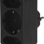 Schwarzer 3-fach Übergangsstecker für den Innenbereich, Zwischenstecker für mehr Anschlüsse.
