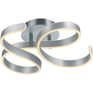 Moderne Trio LED Deckenleuchte Francis, Aluminium gebürstet, geschwungenes Design.