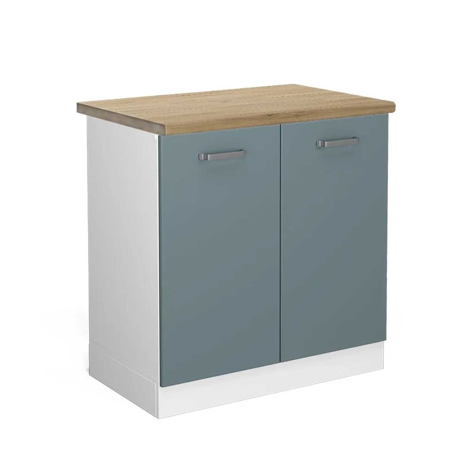 Vicco Spülenunterschrank R-Line Küchenunterschrank für die Spüle Blau-Grau Weiß 80 cm AP Eiche