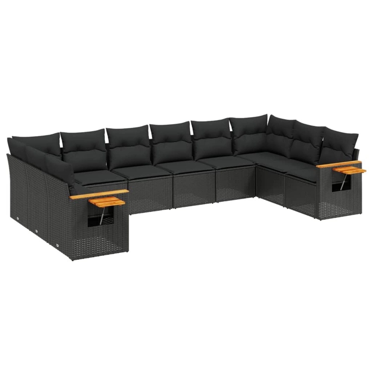 vidaXL 10-Tlg Garten-Sofagarnitur mit Kissen Schwarz Poly Rattan 3227161 günstig online kaufen