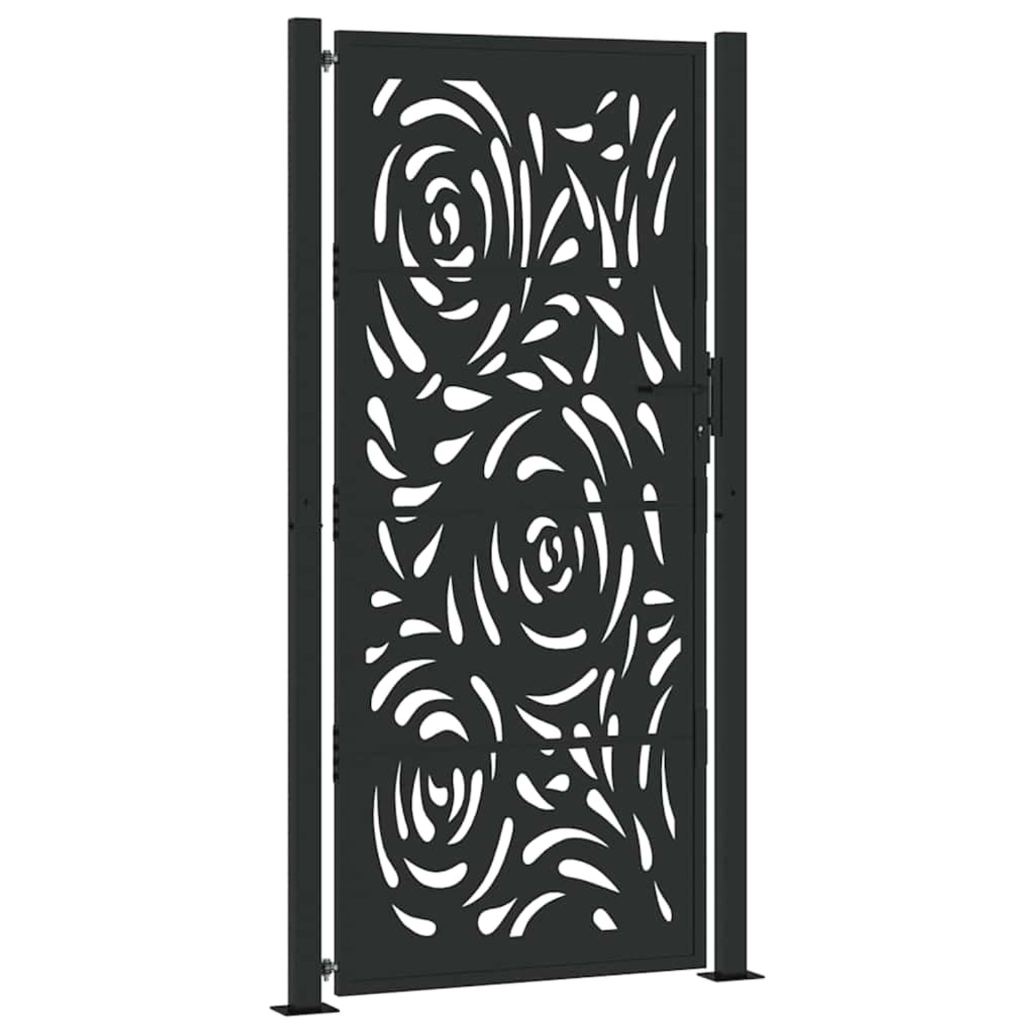 vidaXL Gartentor Schwarz 105x205 cm Stahl Flammendesign 4100993 günstig online kaufen