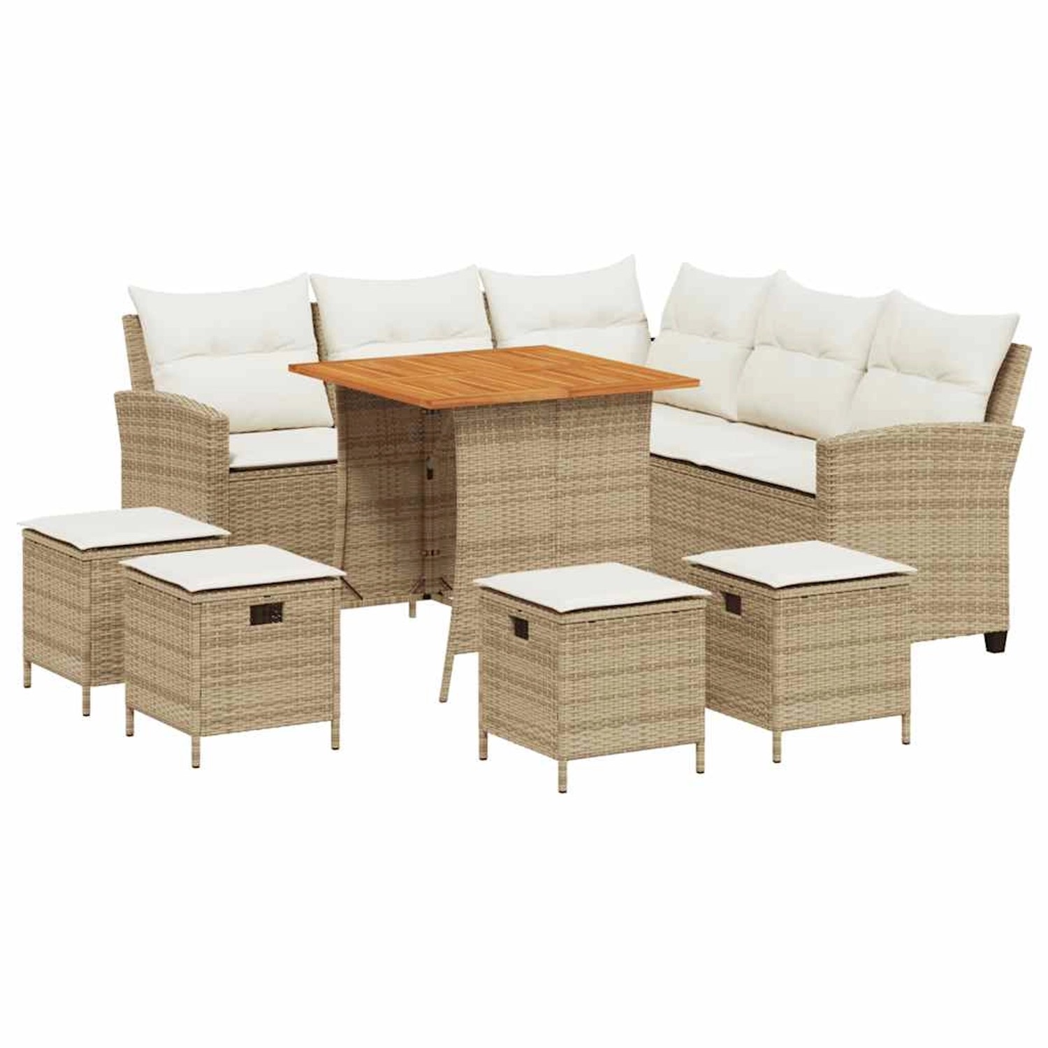 vidaXL 6-Tlg Garten-Sofagarnitur mit Kissen L-Form Beige Poly Rattan 321354 günstig online kaufen