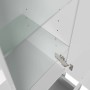 Innenansicht: Posseik Hochschrank, 120 cm, Weiß Hochglanz, mit Glaseinlagen und Regalböden.
