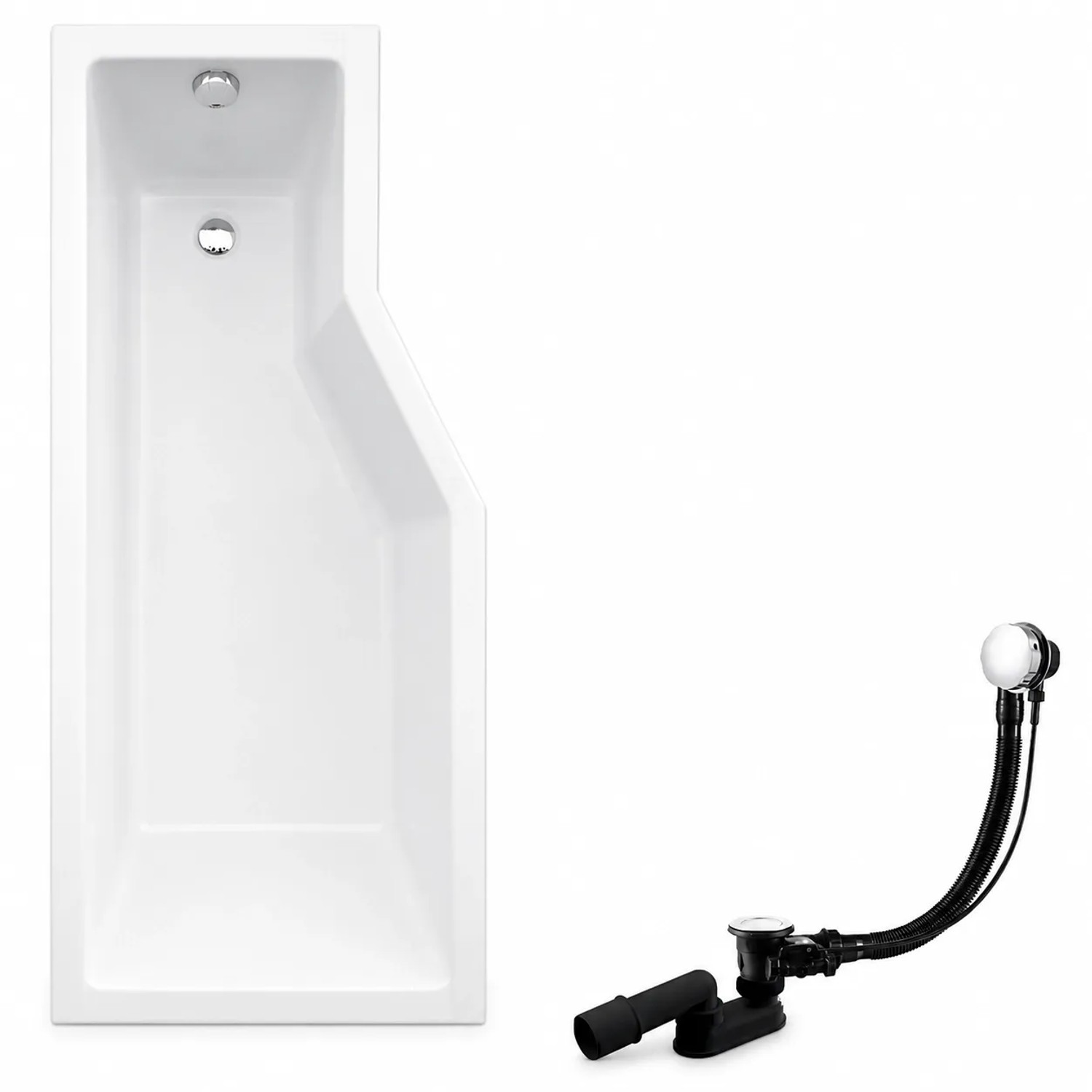 KOLMAN Badewanne Eckwanne 170 x 75 Cm Links Mit Styroporverkleidung Inkl. Ablauf Und Füße