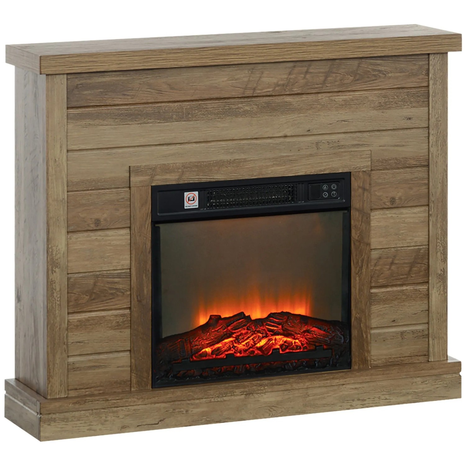 HOMCOM Elektrokamin Spanplatte Metall 96,5 x 22 x 81,7 cm Naturholz