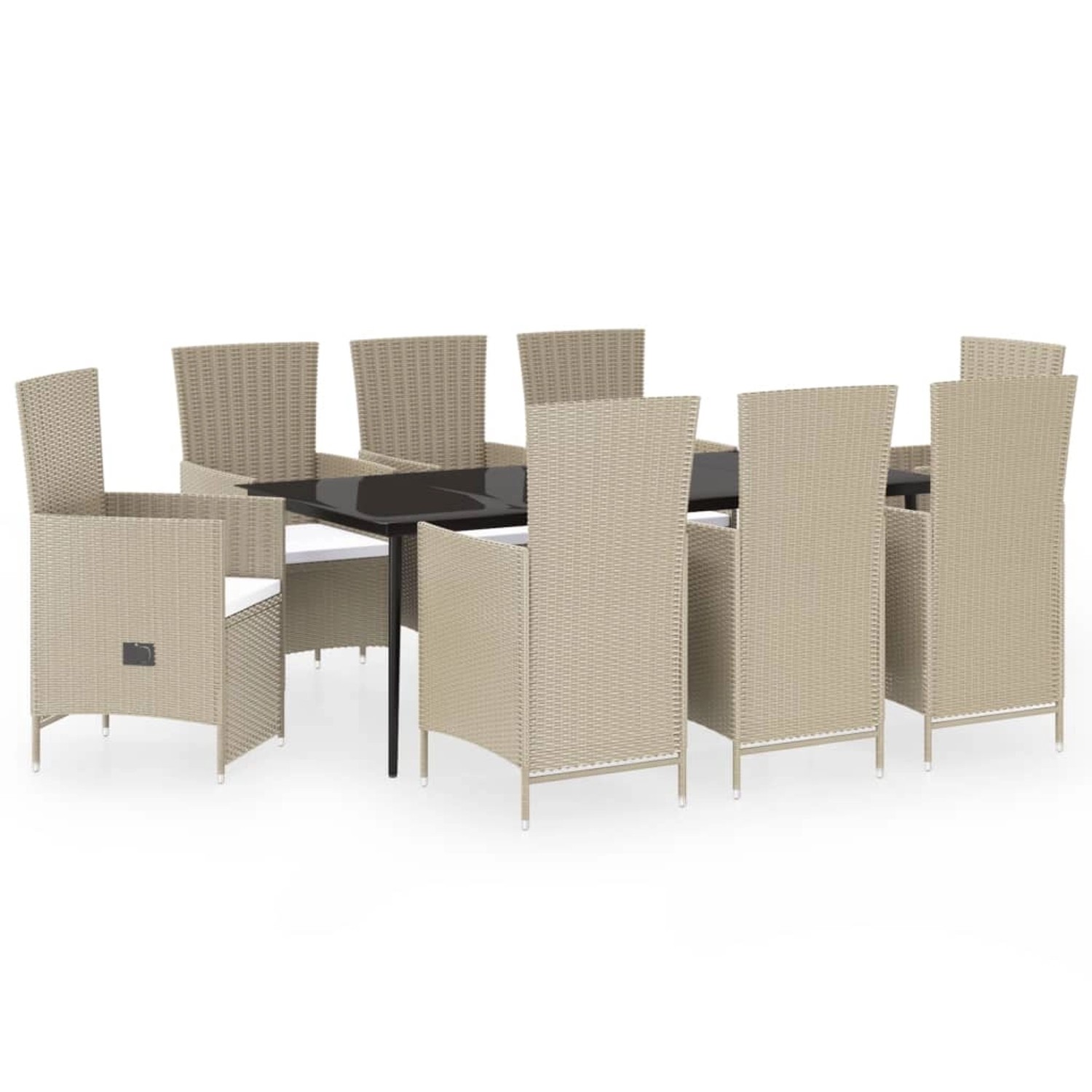 vidaXL 9-Tlg Garten-Essgruppe mit Auflagen Beige 3099472