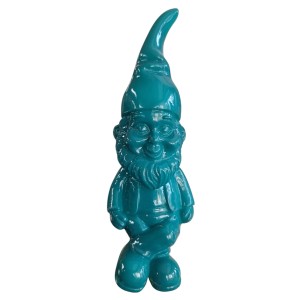 Türkiser Deko Zwerg Kantenhocker, 18 cm, aus Polyresin für die Gartendekoration.