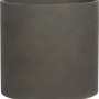 Schwarzer, zylinderförmiger Pflanztopf aus Zement, Ø 39,5 cm, für den Außenbereich.