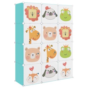 vidaXL Kinderschrank Modular mit 12 Würfeln Grün PP 340579
