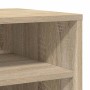 Detailansicht des vidaXL Schuhschranks Sonoma-Eiche. Helle Holzoptik, offene Fächer aus Holzwerkstoff.