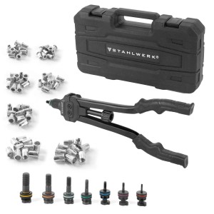 STAHLWERK Blindnietzangen Set mit Nietzange, Nietmutternzange, Nietmuttern und Transportkoffer.