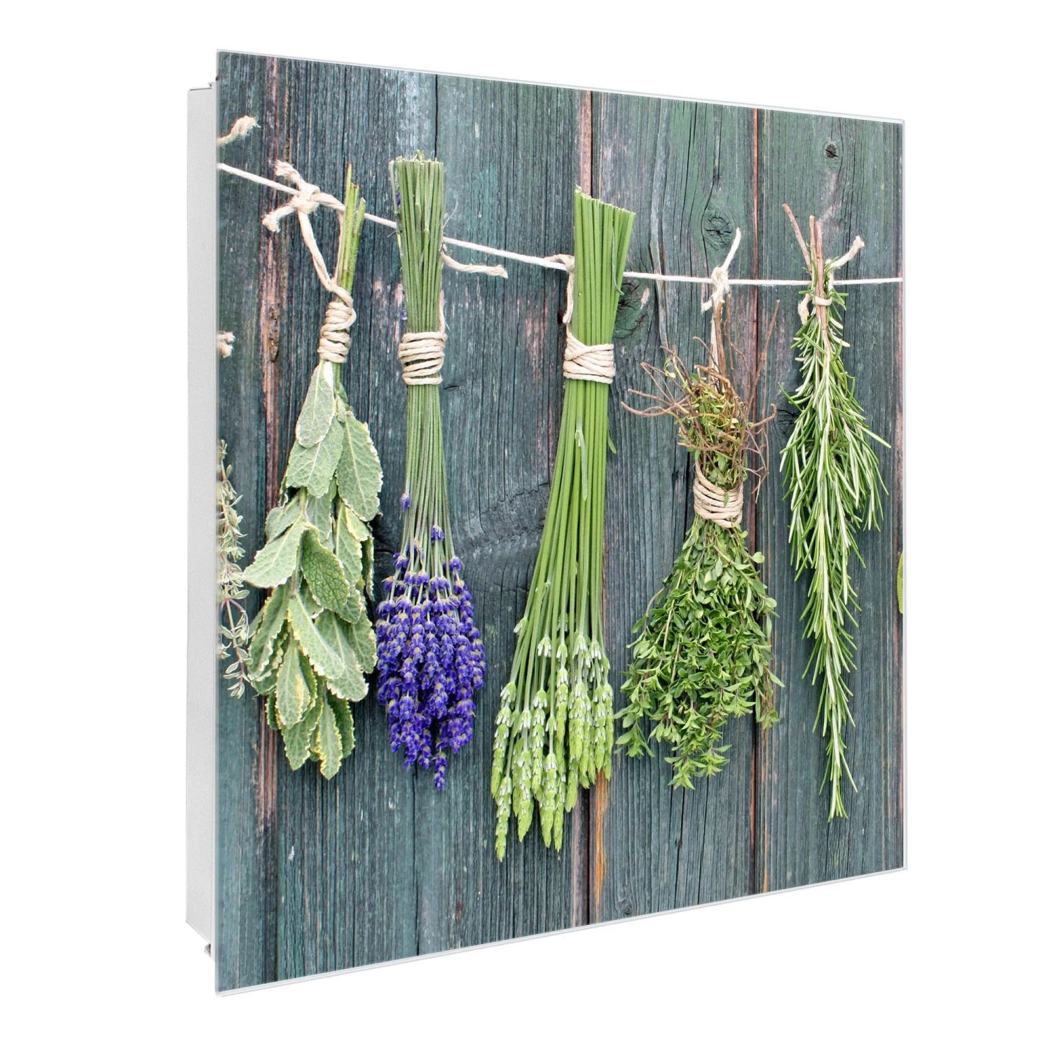 Banjado Großer Schlüsselkasten Glas 30x30cm Weiß Scharnier Links 50 Haken B günstig online kaufen