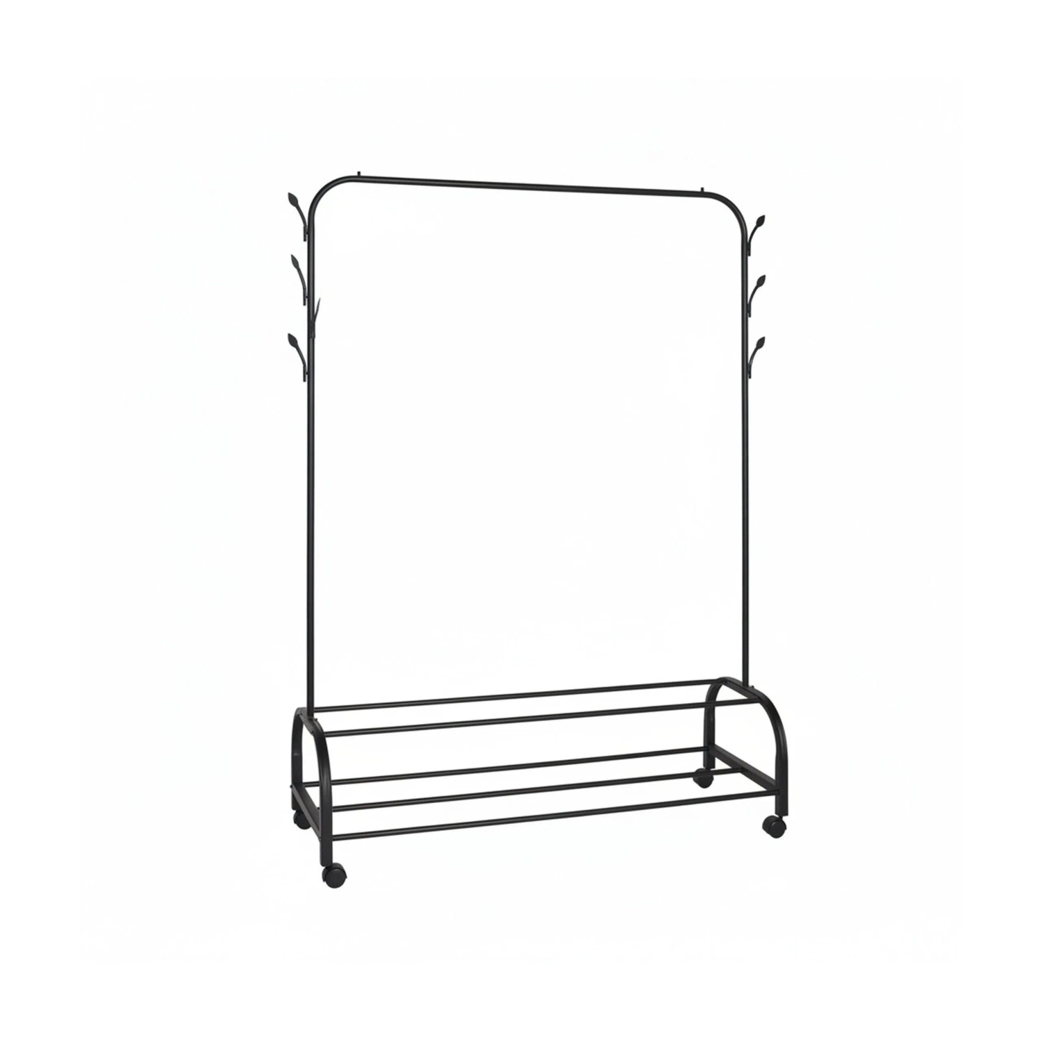 Relaxdays Kleiderständer Eisen Schwarz Rollbar Mit 2 Ablagen 160 cm x 110 cm x 40 cm
