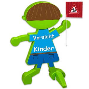 Reflektierendes 3D Warnschild Luca Brems "Vorsicht Kinder" für mehr Sicherheit.