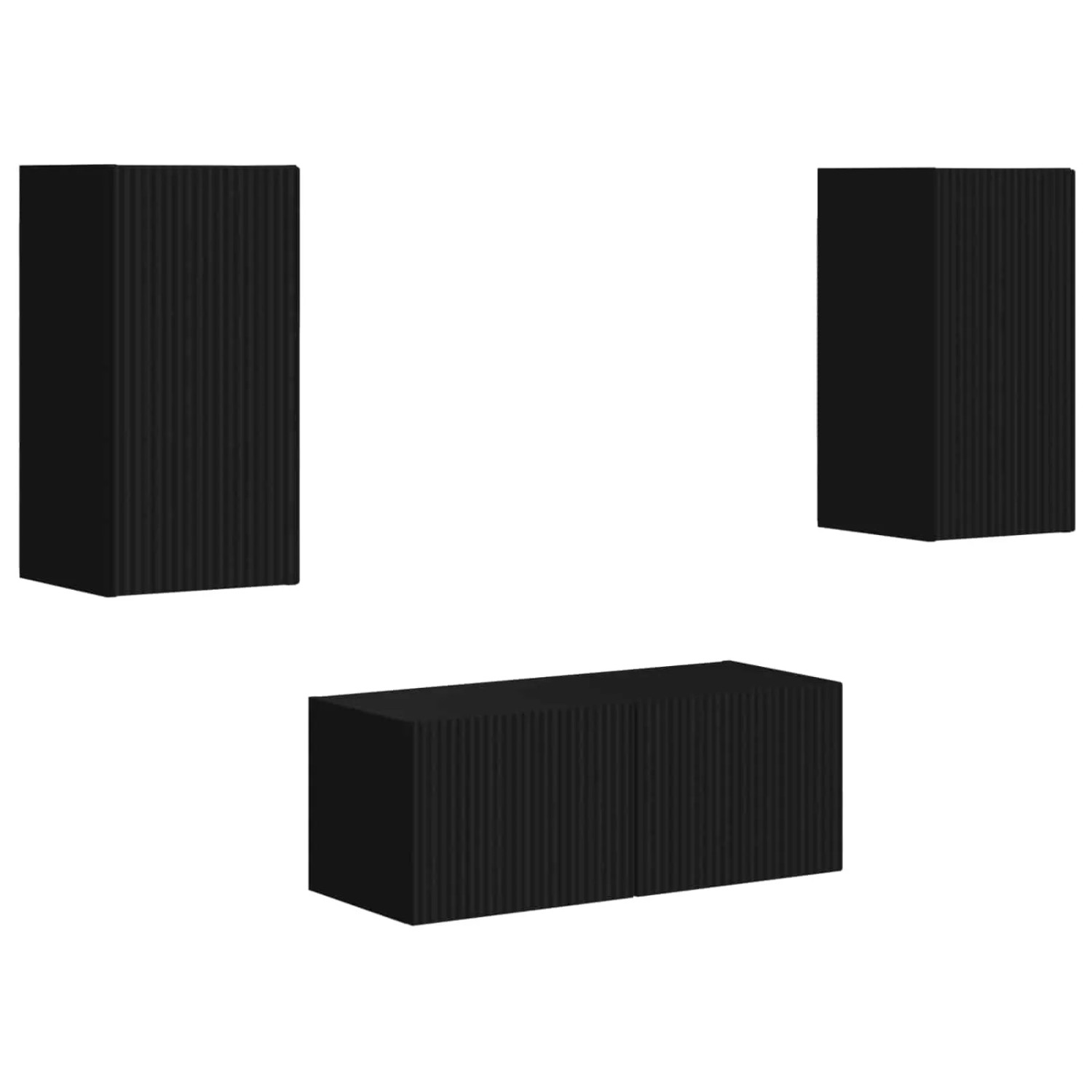 vidaXL TV-Schrankset Wandmontiert 6-Tlg Schwarz Holzwerkstoff 3409061 günstig online kaufen