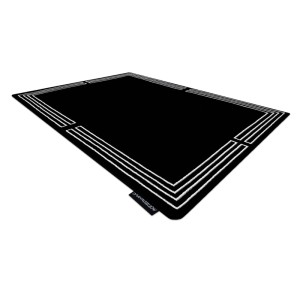 Schwarzer RugsX Teppich Hampton (80x150cm) mit weißem, geometrischem Muster.